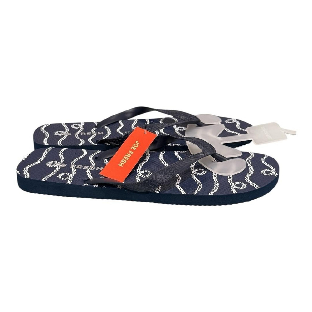 Joe Fresh Flip Flop Sandals mens Size 9 Blue Rope Print Beach Shoes Summer